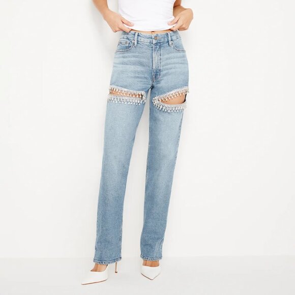 BRAND NEW GOOD AMERICAN GOOD ICON STRAIGHT DIAMOND JEANS SIZE 6 - Picture 3 of 5